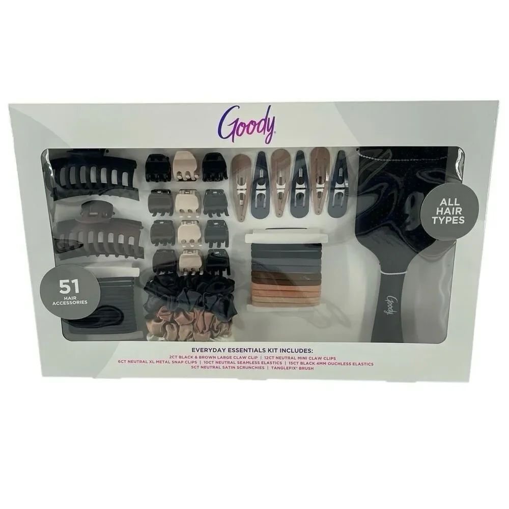 Goody Everyday Essentials Kit 51-Piece Hair Accessories Set All Hair Types